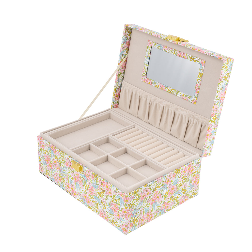 Bon Dep Jewelry Box with Liberty Print, Square - Swirling Petals Pink