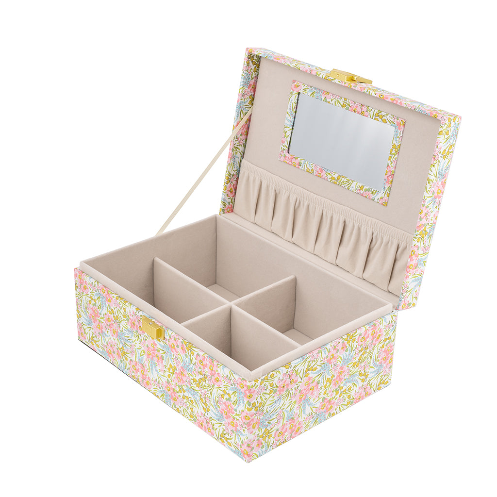 Bon Dep Jewelry Box with Liberty Print, Square - Swirling Petals Pink