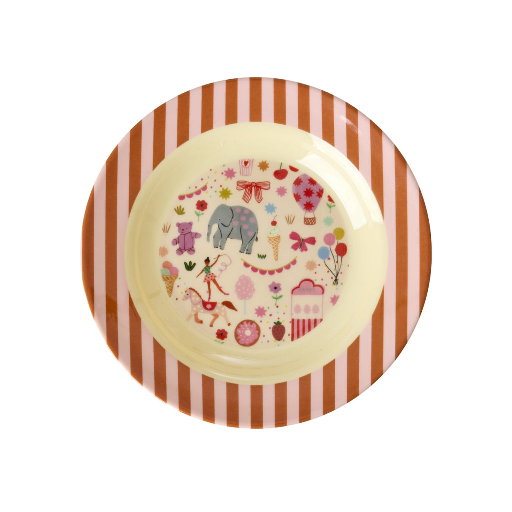 Rice Børneskål i melamin, Pink - Fun fair print