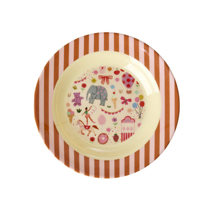 Rice Børneskål i melamin, Pink - Fun fair print