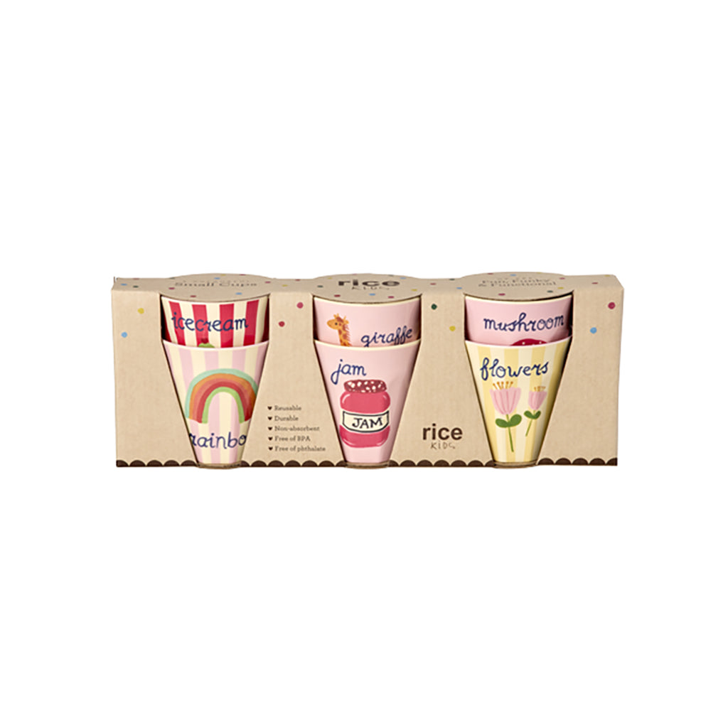 Rice Melamine Cups, Pink ABC Print, Set of 6 - Small