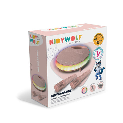 Kidykaraoke, Karaoke Set with Portable Speaker and 2 Microphones - Pink