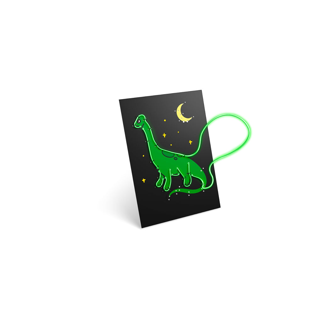 Kidyneon, DIY selvlysende billeder med grøn neontråd - Dinosaur