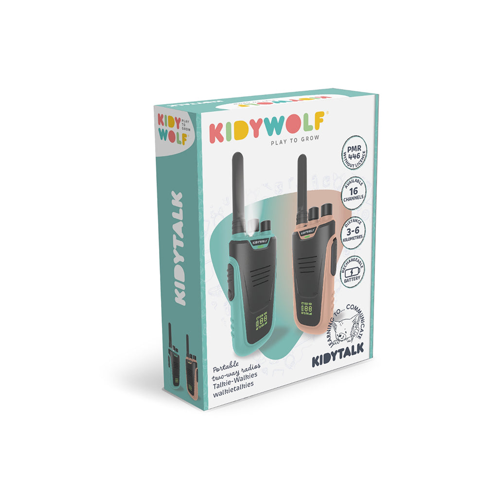 Kidywolf walkie talkie til børn, Kidytalk - Cyan/Nude