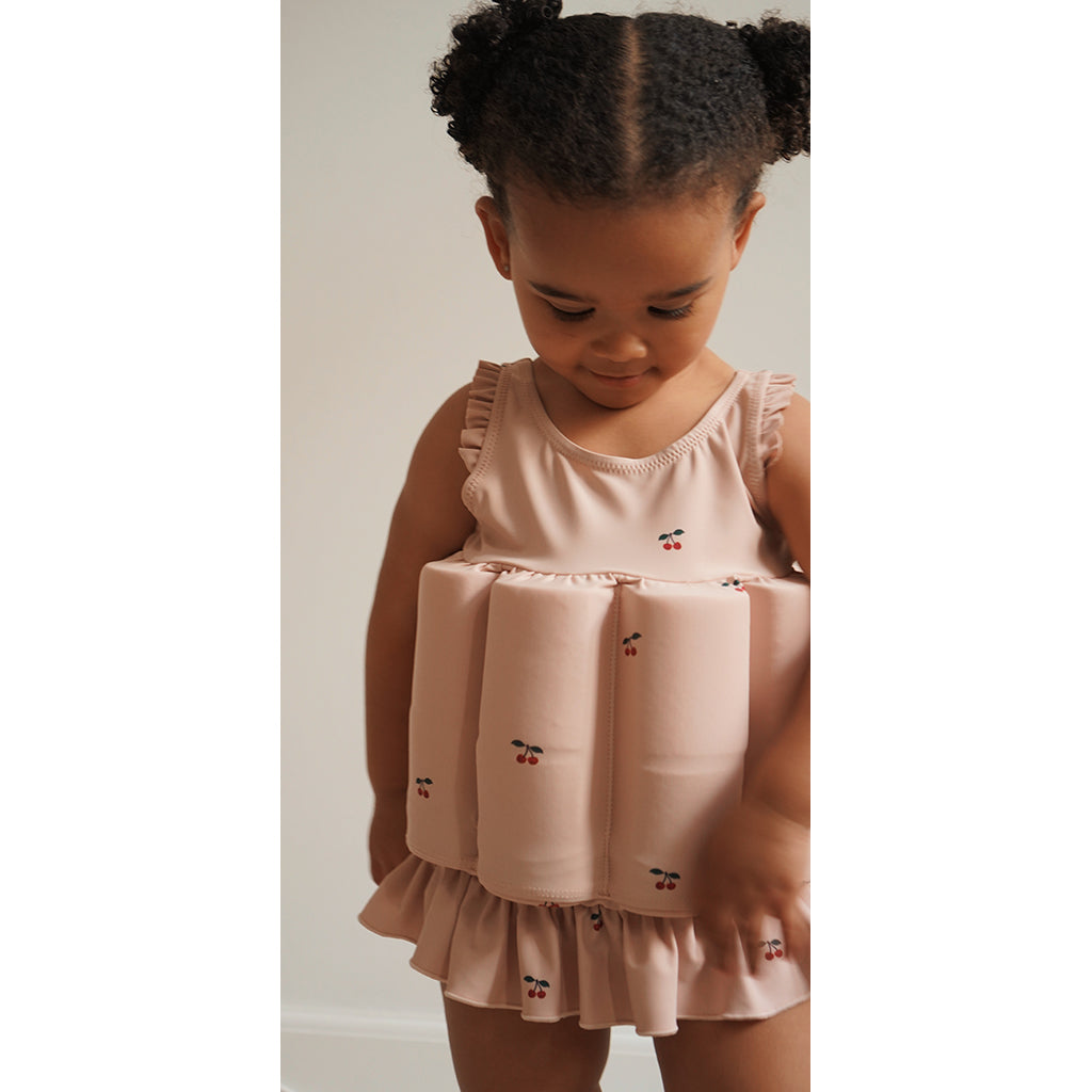 Konges Sløjd Swimsuit with Removable Floating Blocks, Cherry Blush – For Ages 9 Months to 4 Years