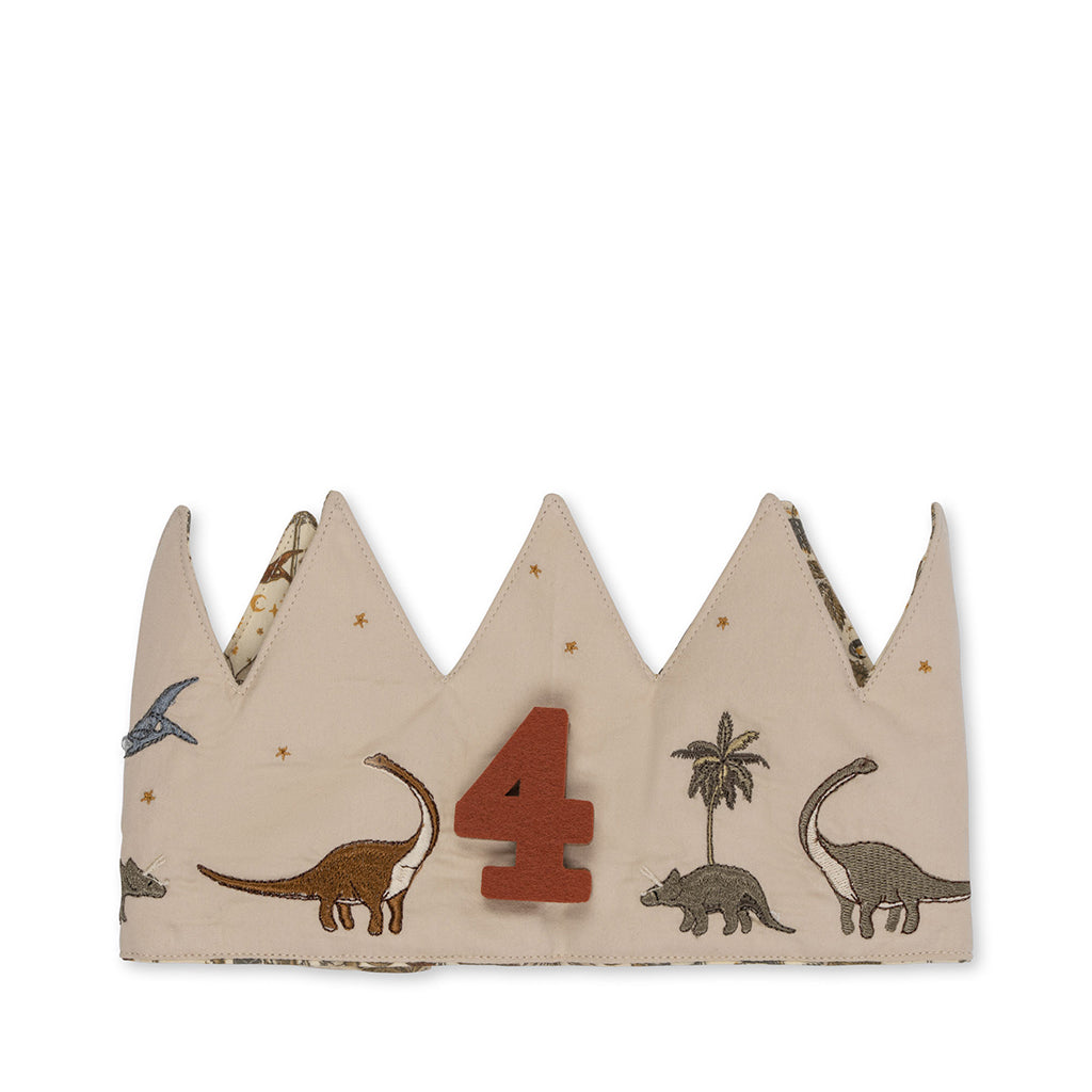 Konges Sløjd Birthday Crown, Fabric Crown with Felt Numbers, Dino - Ages 1-10