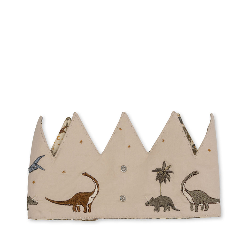 Konges Sløjd Birthday Crown, Fabric Crown with Felt Numbers, Dino - Ages 1-10