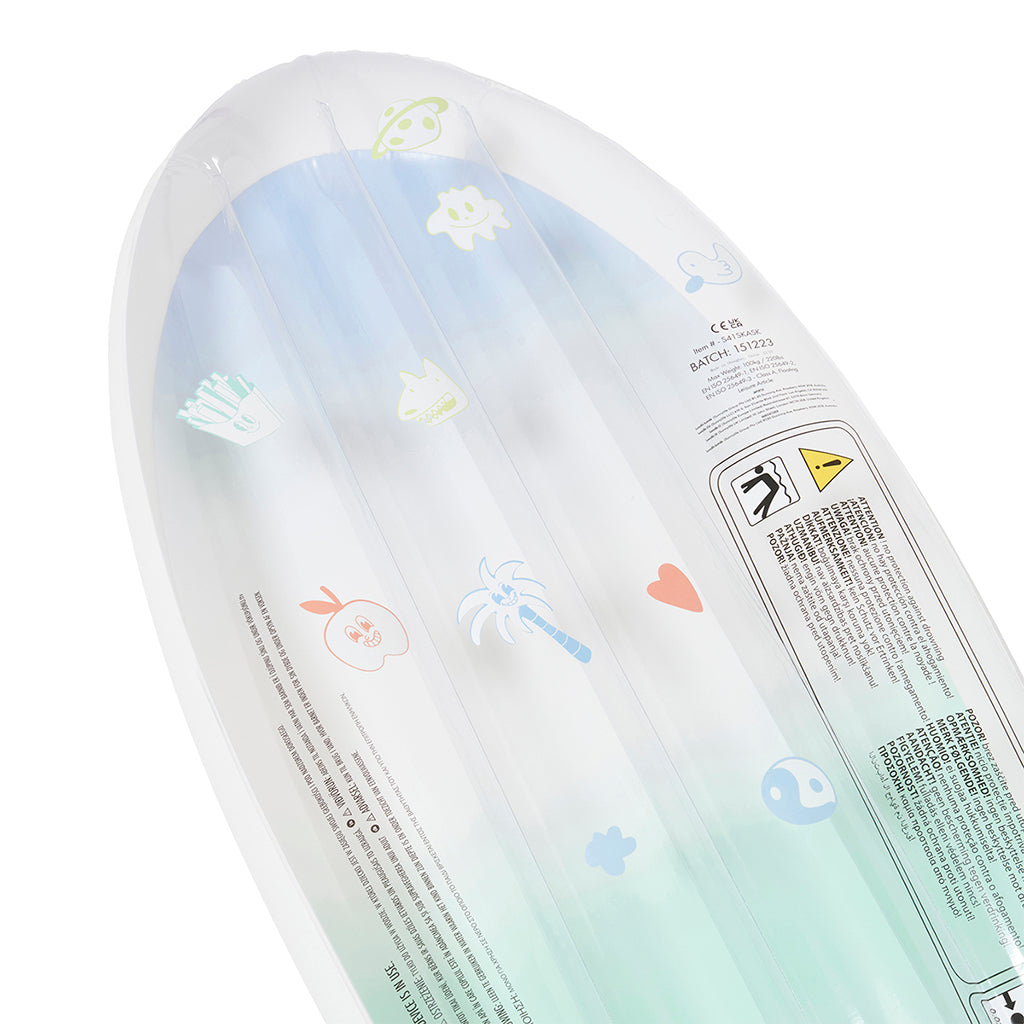 Sunnylife Inflatable Mattress, Skateboard - Blue/Lime - Ages 6 and Up