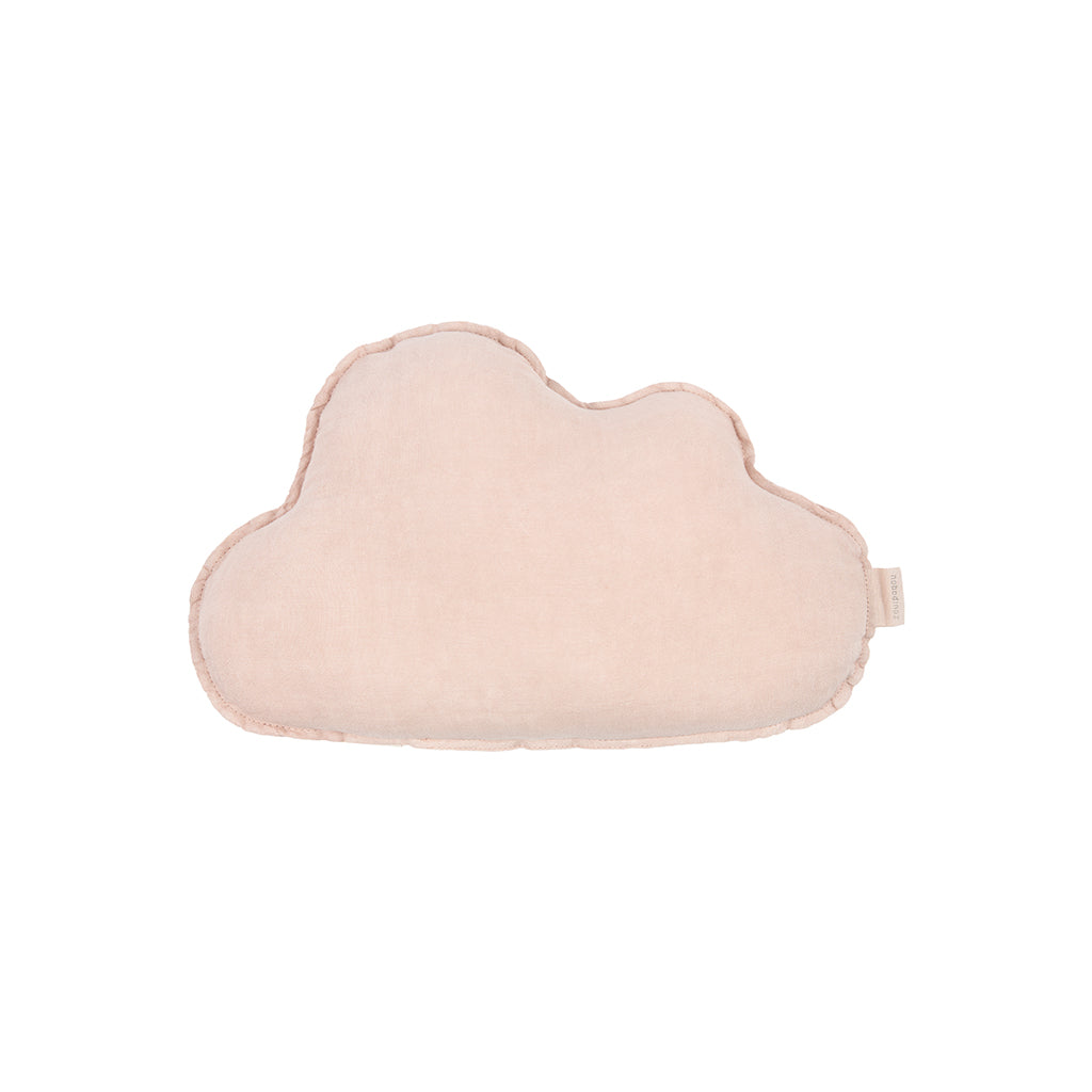 Nobodinoz Sky Pillow, Washed French Linen, Bird Embroidery - Mauve Pink