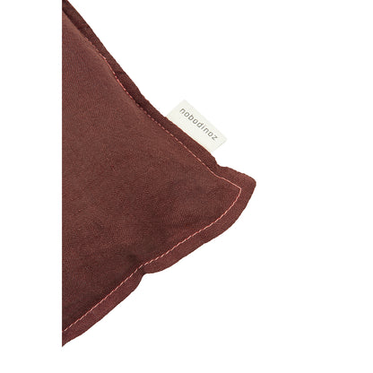 Nobodinoz Embroidered Pillow, 45 x 45 cm, Washed French Linen – Prune