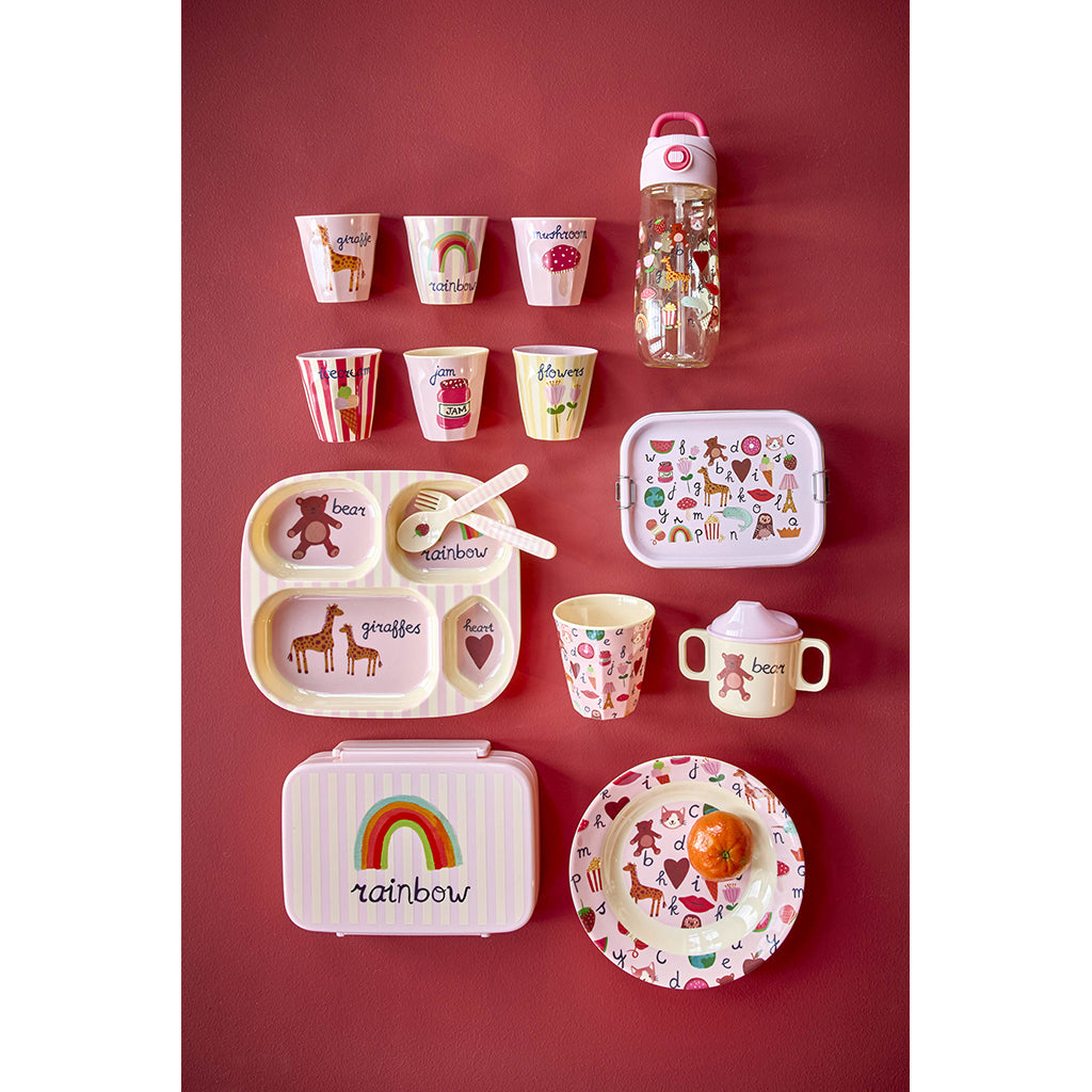 Rice melamin kopper, Pink ABC print, 6-pak - Lille