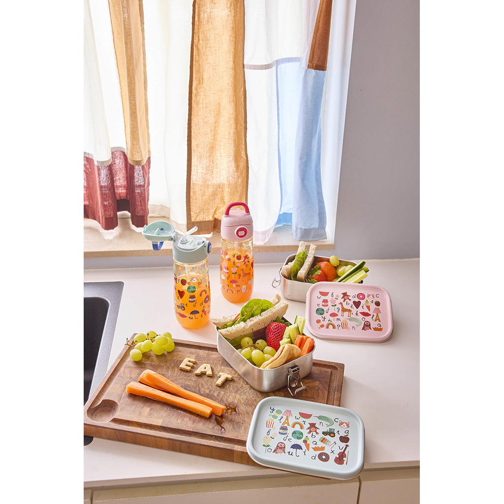 Rice Plastik drikkedunk, Pink ABC print