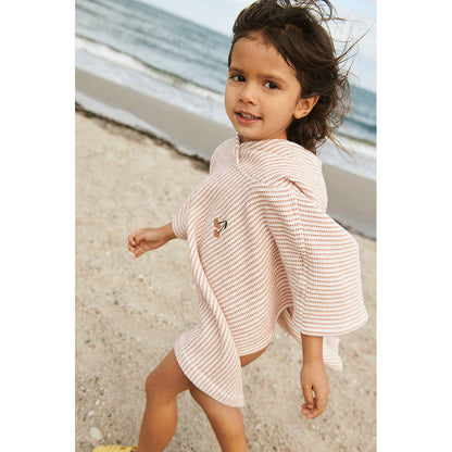 Liewood Paco Bath Poncho, Stripe Tuscany Rose/Cream - Size 3-8 Years