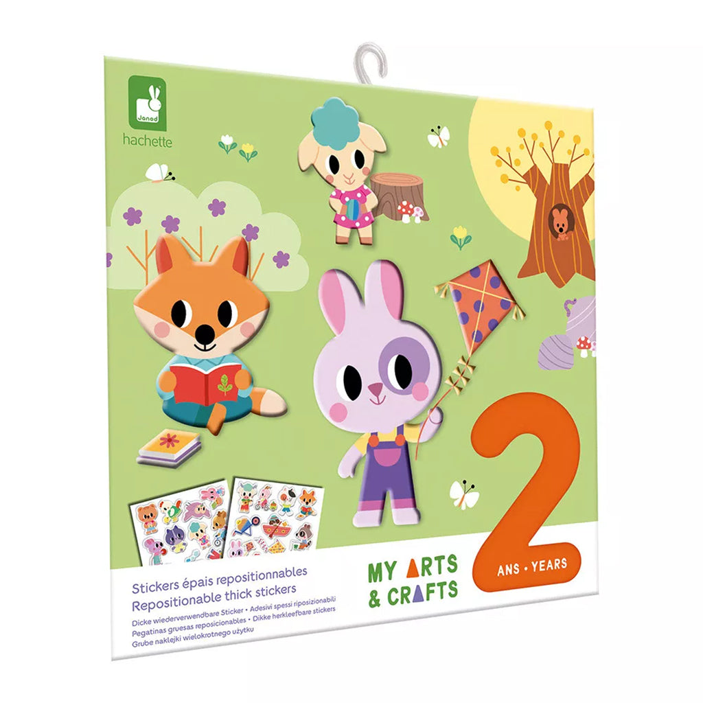 Janod Genanvendelige tykke stickers med dyr og tal til småbørn fra 2 år