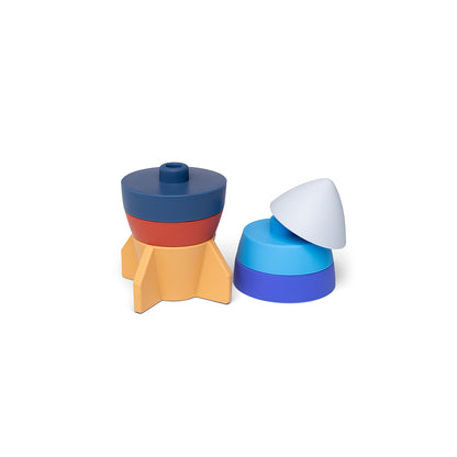 Little L, Baby Toy, Stacking Rocket - Blue and Orange Shades