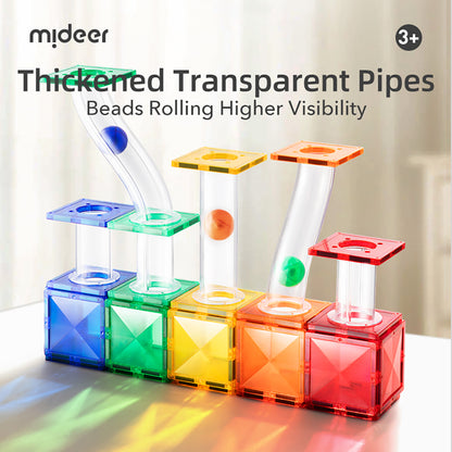 Mideer Magnetic Building Tiles with Marble Run, 100 Pieces