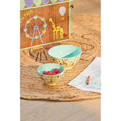 Rice Melamin skål, small, Fun fair print - Mint