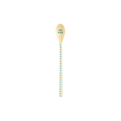 Rice Melamine Latte Spoons, Set of 3 - Green and Brown Stripes