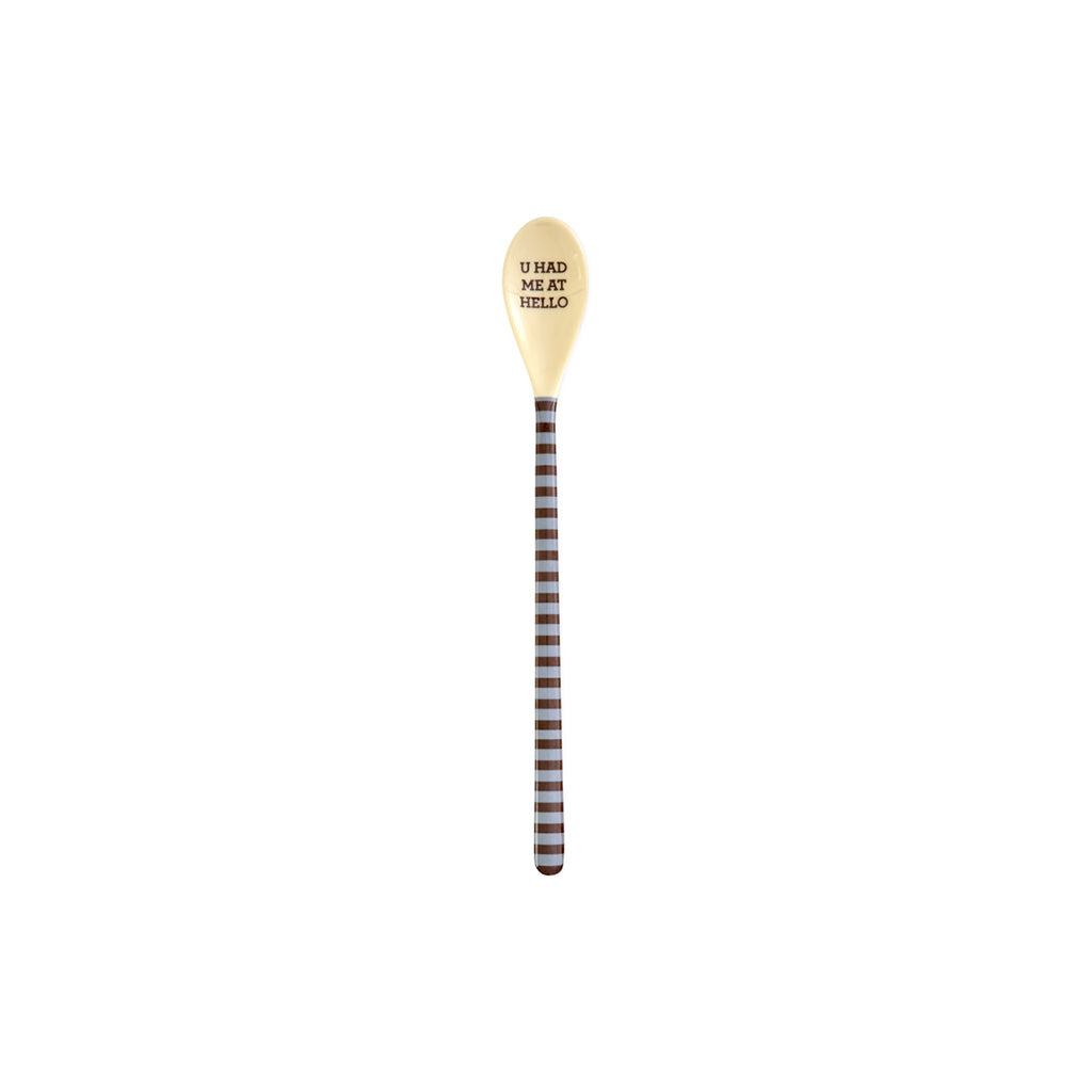 Rice Melamine Latte Spoons, Set of 3 - Green and Brown Stripes
