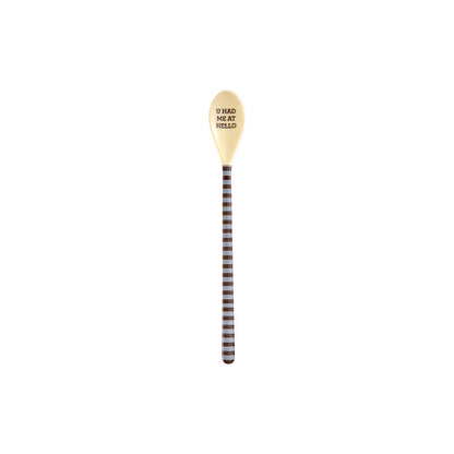 Rice Melamine Latte Spoons, Set of 3 - Green and Brown Stripes