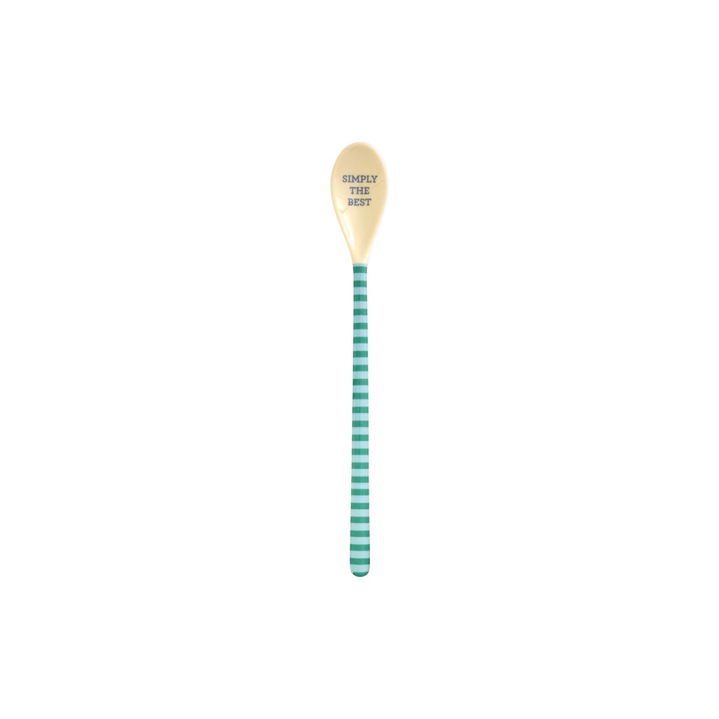 Rice Melamine Latte Spoons, Set of 3 - Green and Brown Stripes