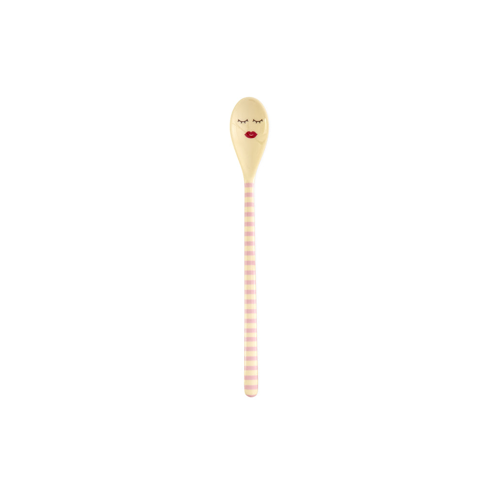 Rice Melamine Latte Spoon, Set of 3 - Pink and Red Stripes