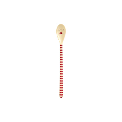 Rice Melamine Latte Spoon, Set of 3 - Pink and Red Stripes