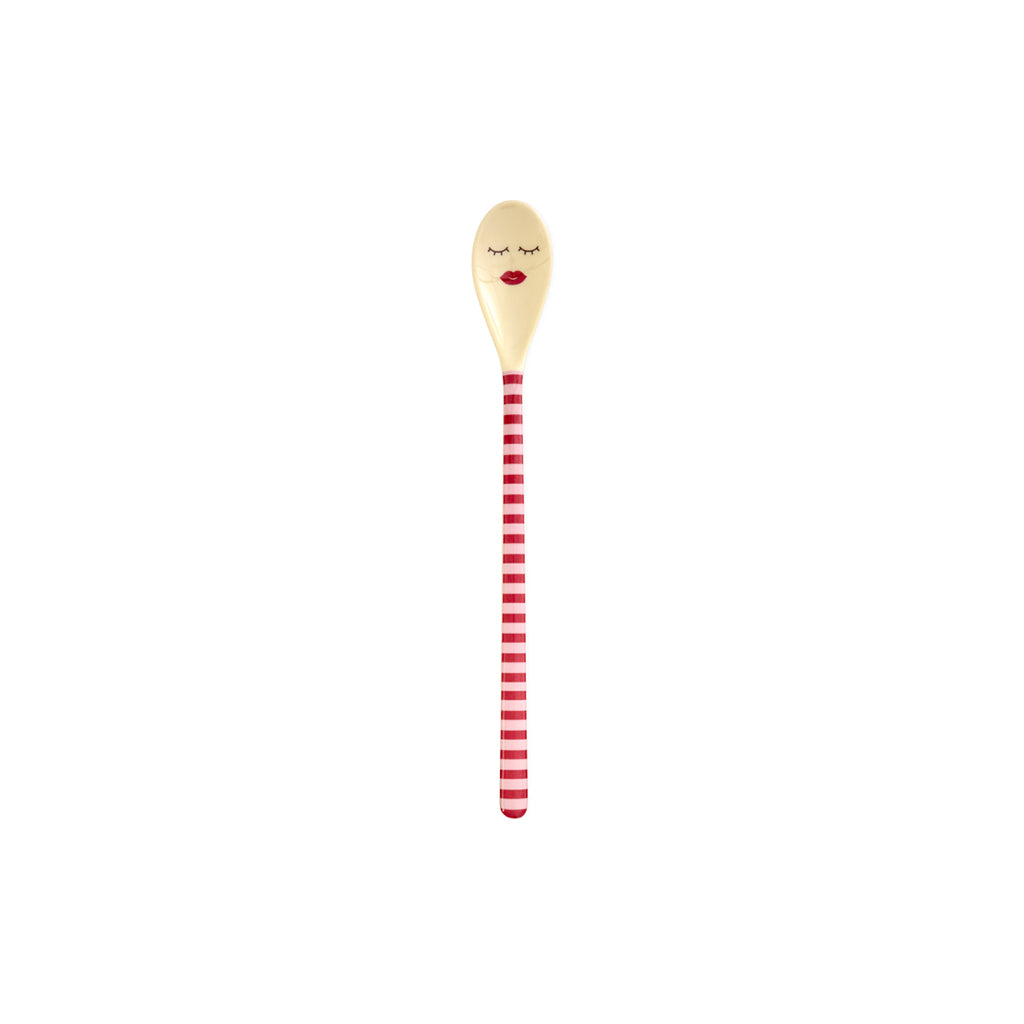 Rice Melamine Latte Spoon, Set of 3 - Pink and Red Stripes