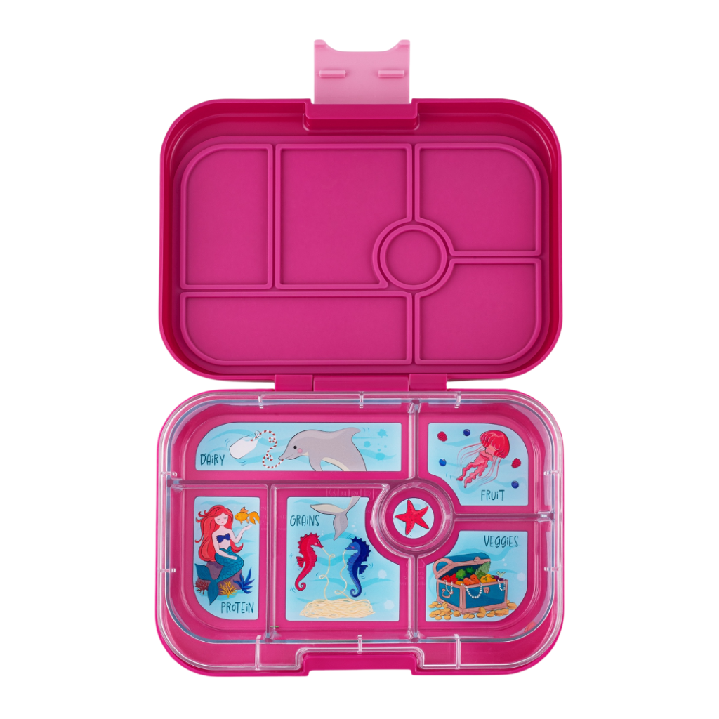 Yumbox Lunchbox with 6 Compartments, Original - Malibu Purple / Mermaid Tray