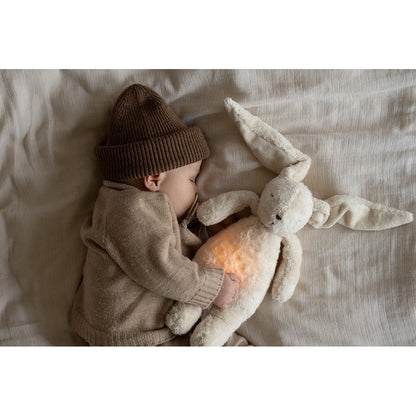 Moonie 2.0, Organic Humming Bunny with Pink Noise and Lamp - Cappuccino