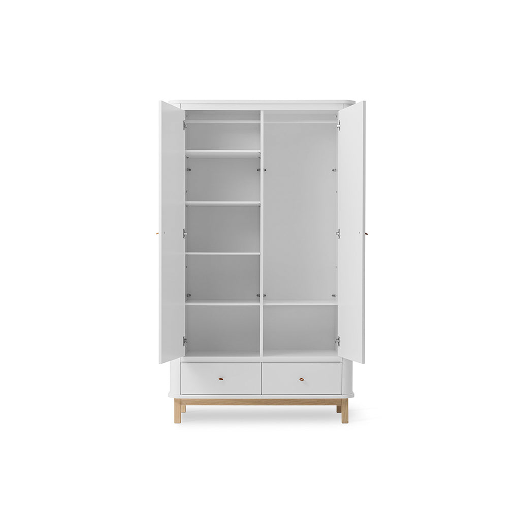 Oliver Furniture Wood Wardrobe with 2 Doors, White/Oak – 204 cm High