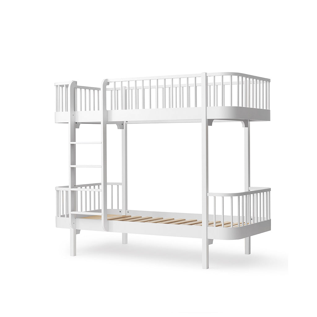Oliver Furniture, Wood Original Bunk Bed - White with Ladder at the Front