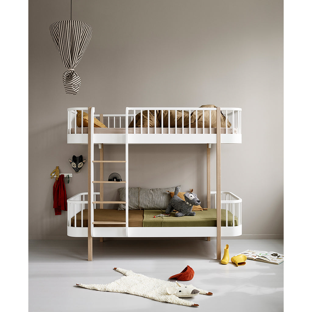 Oliver Furniture, Wood Original, Bunk Bed - White/Oak with Front Ladder