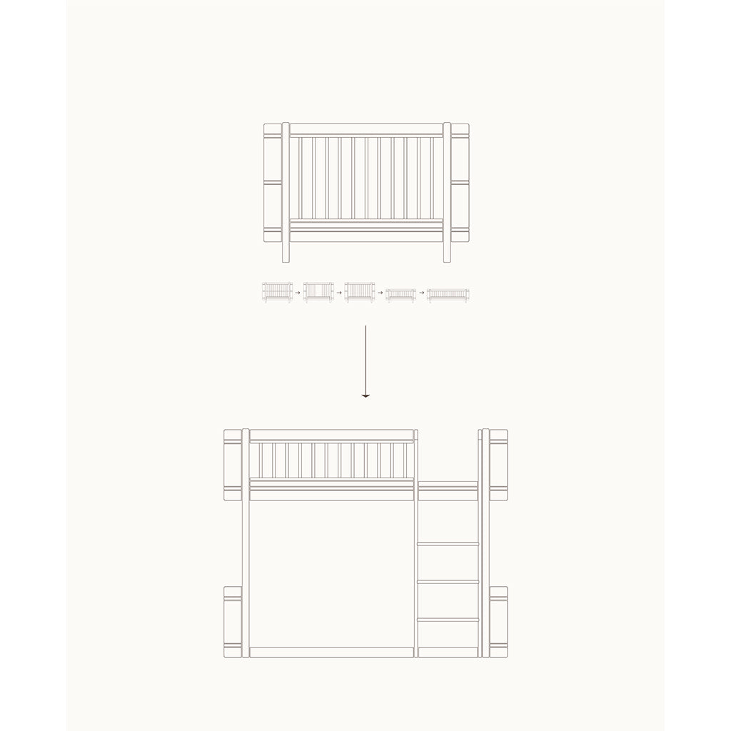 Oliver Furniture, Conversion Kit, from Wood Mini+ Crib to Mid-Height Bed - White/Oak