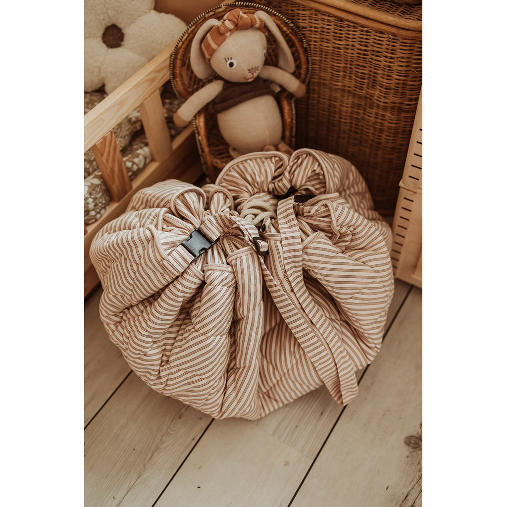 Play&amp;Go 2-in-1 Baby Blanket, Organic - Stripes Brown