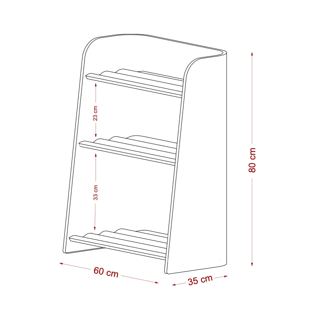 Curve-Lab Bookcase for Kids, Curvy Bookcase - Oak