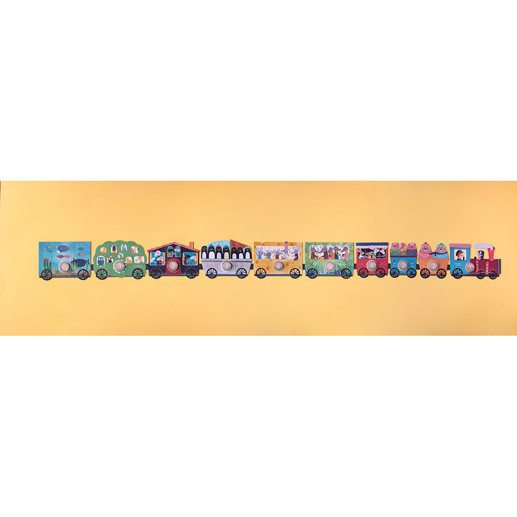 Londji Puzzle, My Little Train, Set of 10 Puzzles with 3 Pieces Each