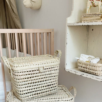 Lubilu Trunk, basket suitcase made from palm leaves – 36 x 26 x 27 cm