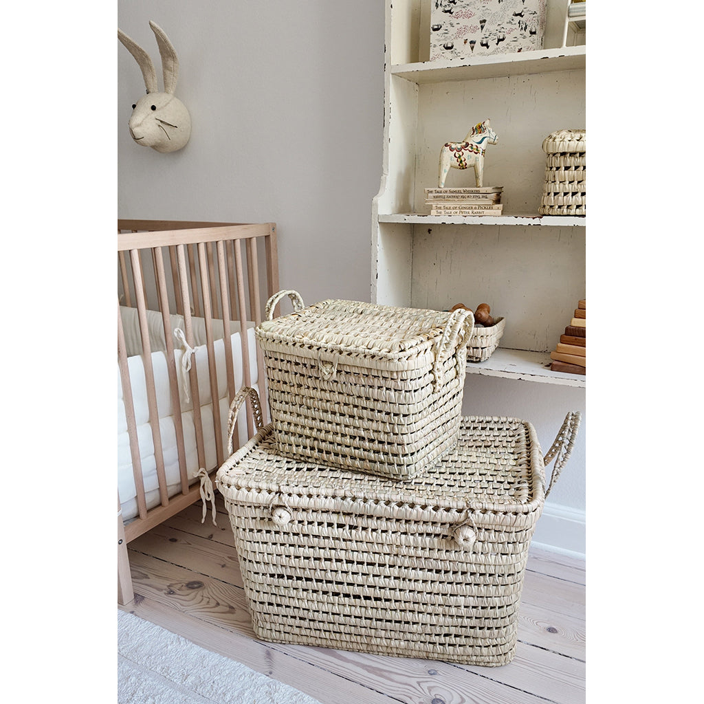 Lubilu Trunk, basket suitcase made from palm leaves – 36 x 26 x 27 cm