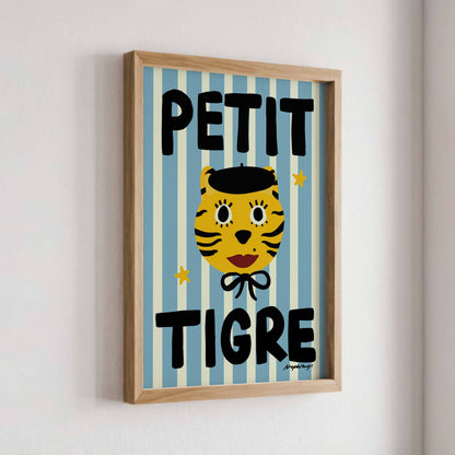 Nephthys Illustrated Poster, Petit Tigre, Blue - A4