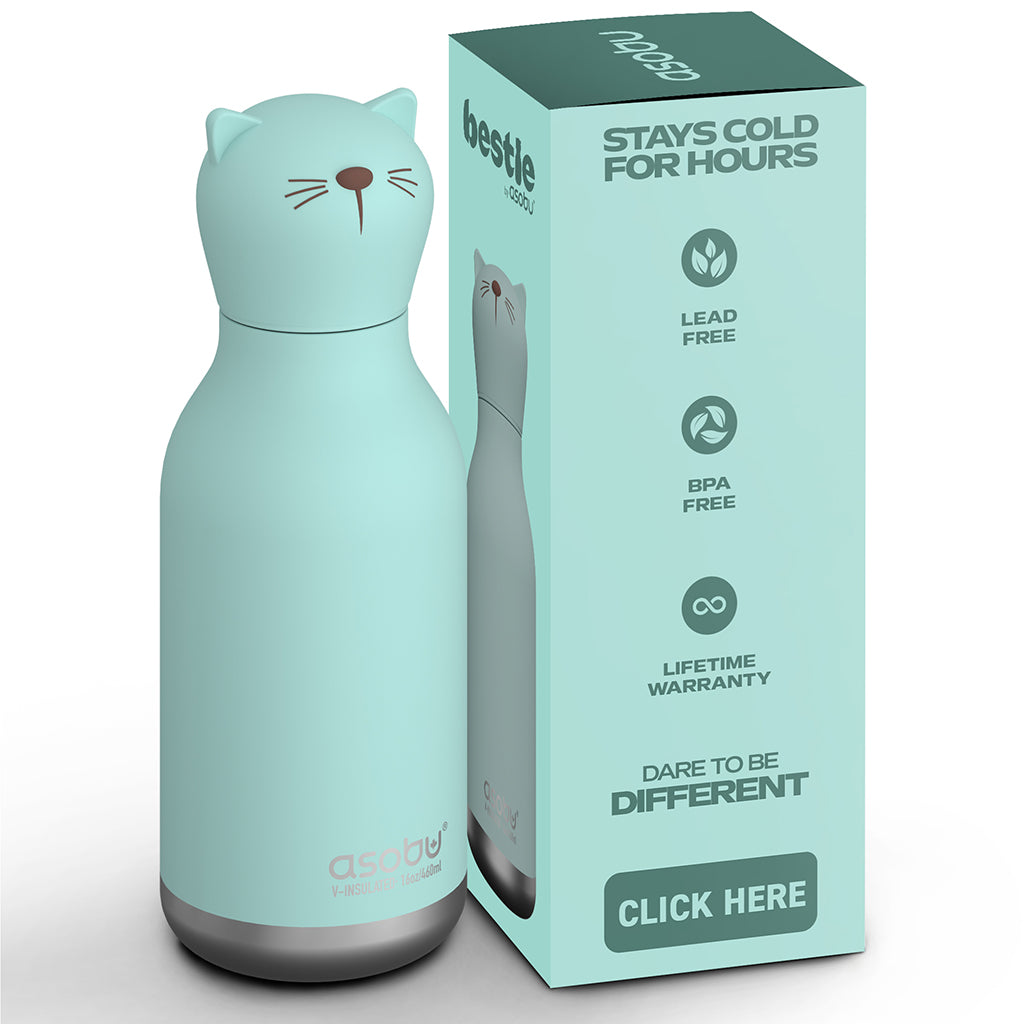 Asobu Bestie Animal Thermal Water Bottle, 460 ml - Cat