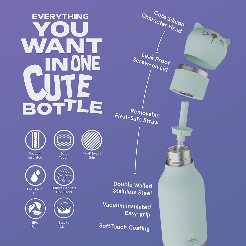 Asobu Bestie Animal Thermal Water Bottle, 460 ml - Cat