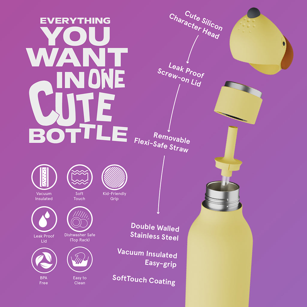 Asobu Bestie Animal Thermal Drinking Bottle, 460 ml - Dog