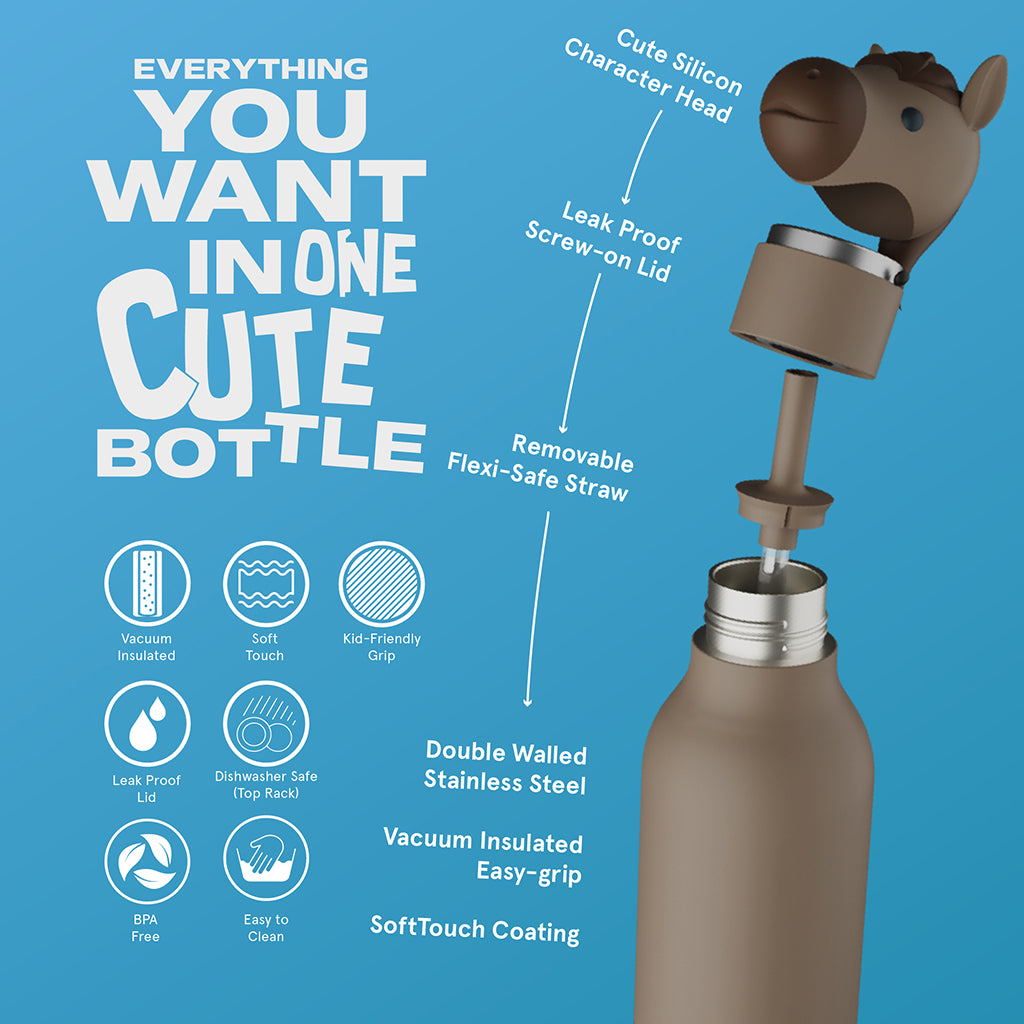 Asobu Bestie Animal termo drikkedunk, 460 ml. - Hest