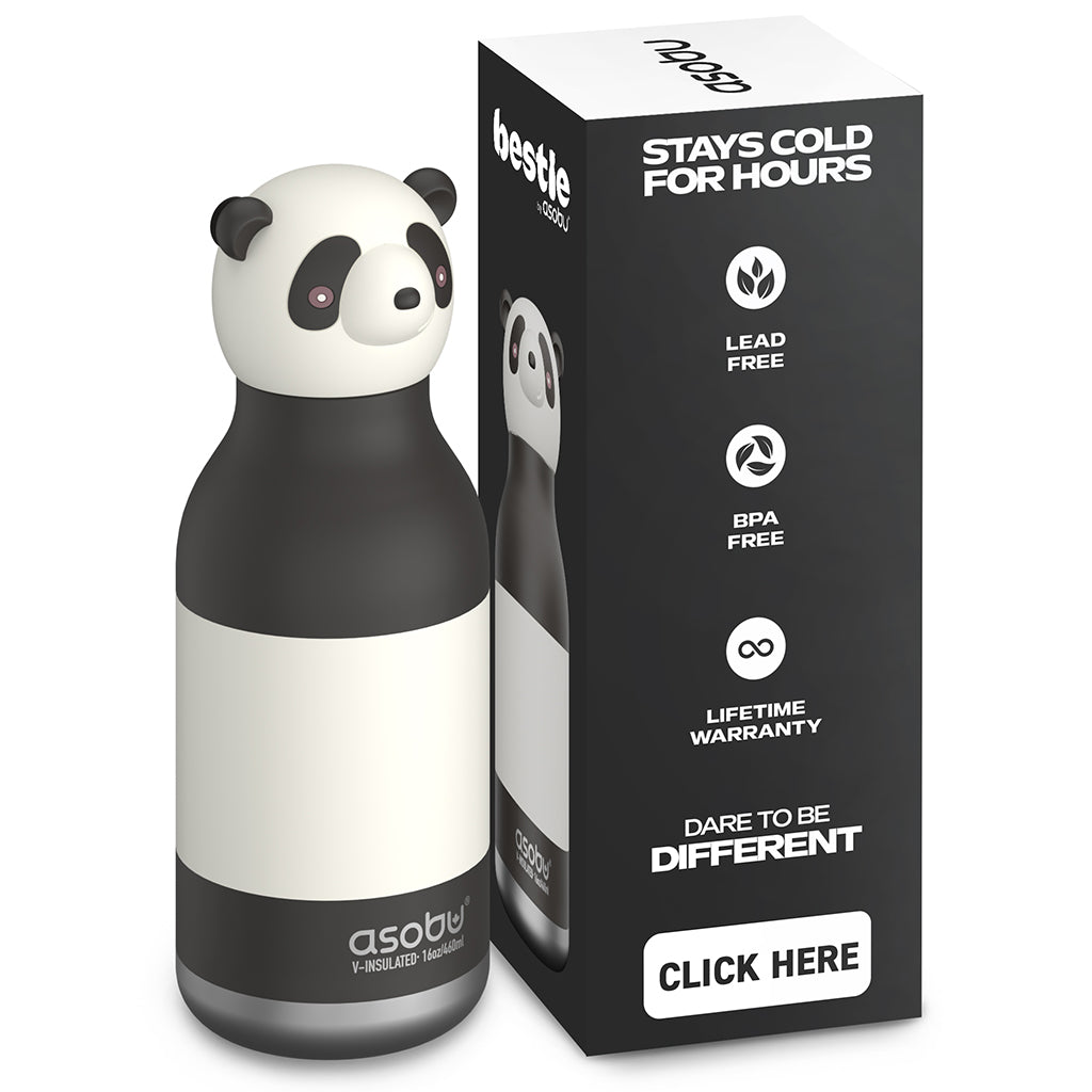 Asobu Bestie Animal Thermal Drinking Bottle, 460 ml - Panda