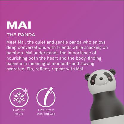 Asobu Bestie Animal Thermal Drinking Bottle, 460 ml - Panda