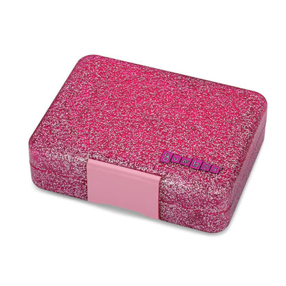 Yumbox madkasse m. 3 rum, Snack - Sparkle pink glitter/Pink clear