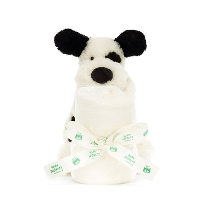 Baby Jellycat bamse, Bashful nusseklud - Sort/creme hund