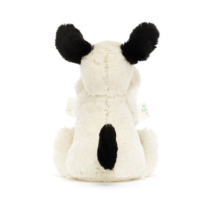 Baby Jellycat bamse, Bashful nusseklud - Sort/creme hund