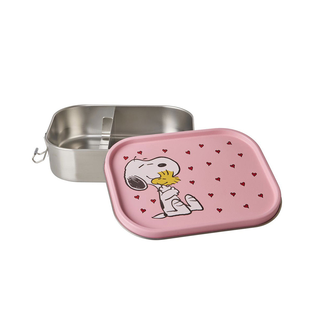 Rice madkasse i rustfrit stål m skillevæg, stor, Snoopy - Pink